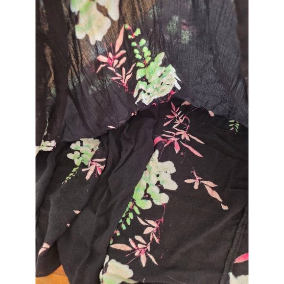 Free People Beau Smocked Floral Print Maxi dress flower Y2K Black M A001141 - Picture 8 of 8